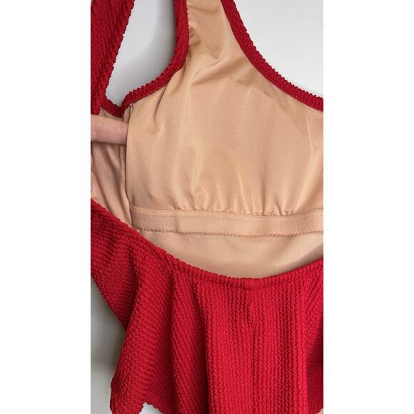 NWT J Crew Swimsuit Venetian Red Textured Scoopneck One Piece Swim Suit Size 8 - Picture 6 of 16